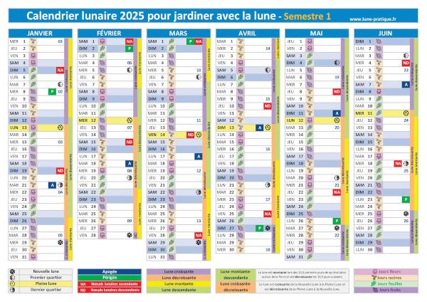 Jardiner avec la lune - Calendrier pour le 1er semestre 2025